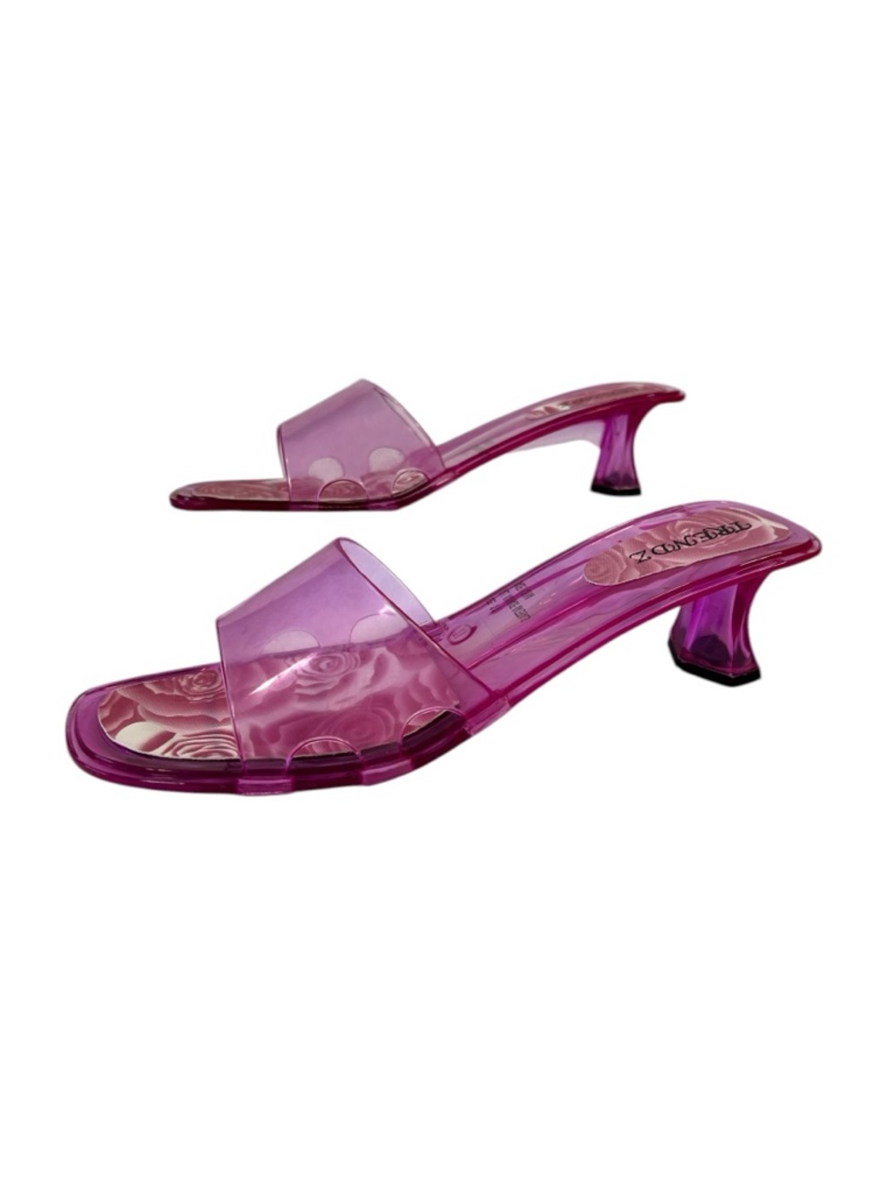Trendz Pink Translucent Kitten Heel Slide Open-Toe Sandals Size 11